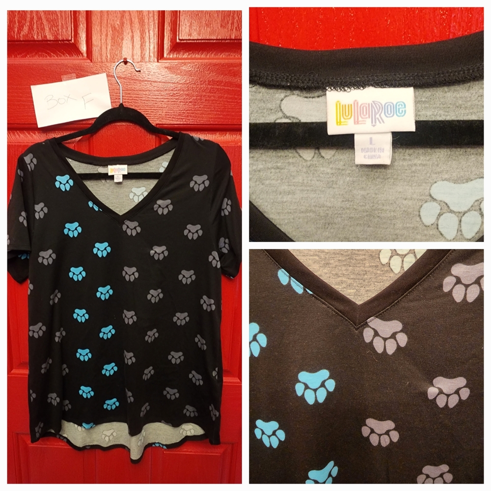 LuLaRoe Kids Paw Print Black Shirt